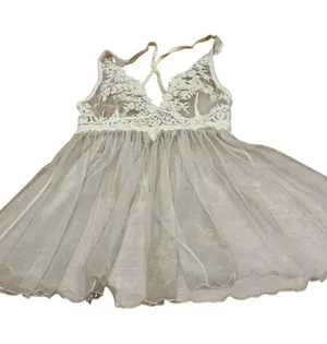 Victoria’s Secret babydoll dress white sheer embroidered size medium thumbnail 1