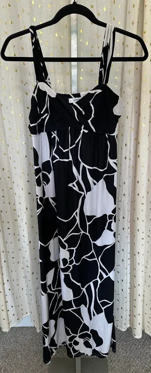 Alfani Hawaiian Inspired Floral Abstract Twisted Front Sleeveless Maxi Dress S thumbnail 1