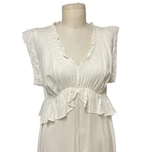 ByTimo White‎ Short Sleeve Ruffle Peplum Maxi Dress Size Medium thumbnail 2