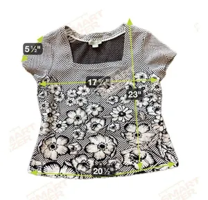 Maeve Anthropologie Floral Embroidered Blouse Shirt White Black Knitted Trim #29 thumbnail 10