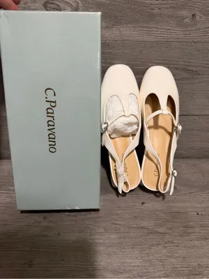 C.Paravano T-Strap Slingback Mary Jane Nina Size 38 White thumbnail 6
