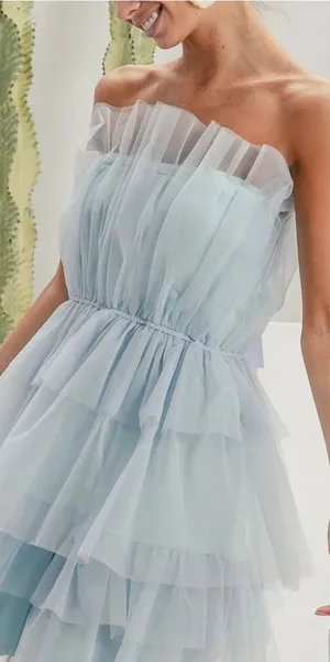 BiBi Light Blue Layered Organza Dress Lg thumbnail 1