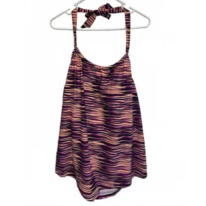 Sea & Sand Beachwear Pink Purple Striped Halter Tankini Set Plus Size 20W thumbnail 3