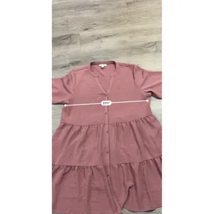 Nine West XL Dusty Rose Tiered Babydoll Tunic Dress Boho Flowy Long Sleeve thumbnail 9