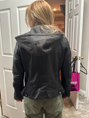 leather jacket faux Black thumbnail 2