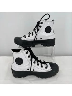 Converse All Star Chuck Taylor Lugged High Top Sneakers White Patent Leather 6 thumbnail 2