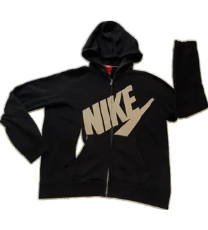 Vintage Y2K Nike Spellout Big Swoosh Zip-Up Hoodie Black thumbnail 1