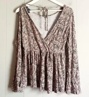 AMERICAN EAGLE OUTFITTERS Soft & Sexy Boho Floral Open Back Babydoll Top S thumbnail 2
