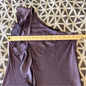 The Limited‎ Purple Satin Ruffle Front Knit Back One Shoulder Blouse Size S thumbnail 11