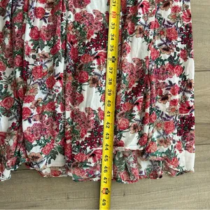 Anthropologie RAGA Pink Red Rose Floral Long Sleeve Tie Neck Boho Maxi Flowy Dress M thumbnail 8