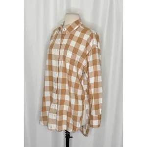 Anthropologie MAEVE Bennet Buttondown Buffalo Check Shirt Brown White Small thumbnail 6
