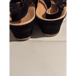VITAL Black Suede Lace‎ Up Wedge Sandals Women's Size 38 US 7.5 Made in Austria thumbnail 3