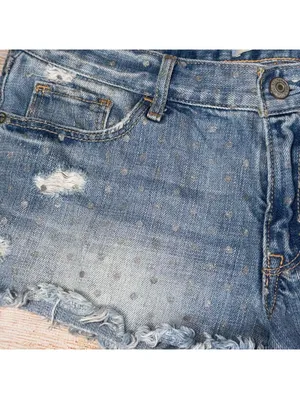 Abercrombie & Fitch Distressed Polka Dot Denim Shorts Women’s Size 6 thumbnail 2