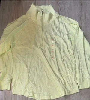 Victoria’s Secret pink yellow white quarter zip sweatshirt sweater thumbnail 1