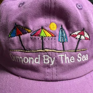 Ormond By The Sea Embroidered Purple Baseball‎ Cap Beach Scene Adjustable thumbnail 1