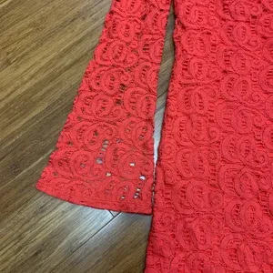 Laundry by‎ Shelli Segal Dress Womens 2 Coral Red Lace Bell Sleeve Mini Cocktail thumbnail 3
