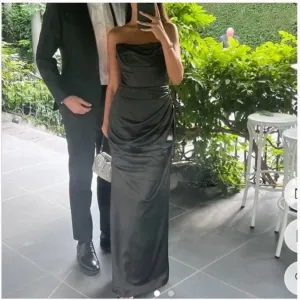 House of CB XS PLUS CUP D-DD Adrienne black satin‎ strapless corset maxi dress thumbnail 13