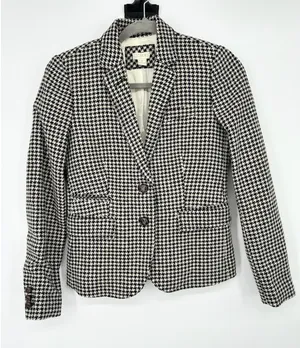 J‎ Crew Schoolboy Blazer Womens 0 Houndstooth Wool Blend Preppy Academia Career thumbnail 1