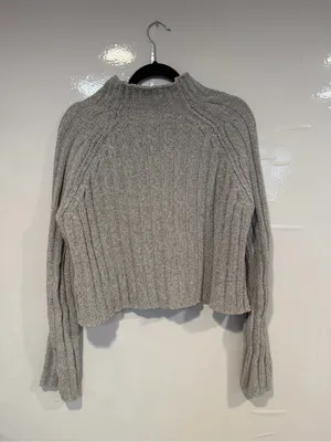 American Eagle chenille‎ Mock Neck Sweater — Gray thumbnail 3