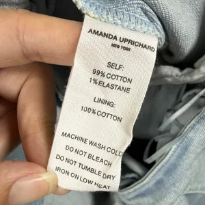 Amanda Uprichard Denim Jumpsuit Light Wash Wide Leg Sleeveless V-Neck Medium thumbnail 11