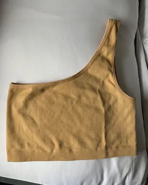 One Shoulder Crop Top Tan thumbnail 1