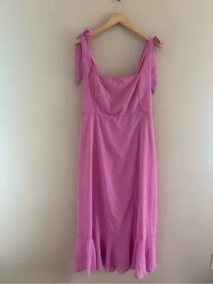 Lulus Summer Invite Pink Tie-Strap Tiered Midi Dress Size XL Sleeveless Cocktail thumbnail 3