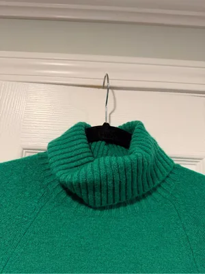 J.Crew Size S Green Wool Alpaca Blend Turtleneck Sweater Oversized Tunic thumbnail 4