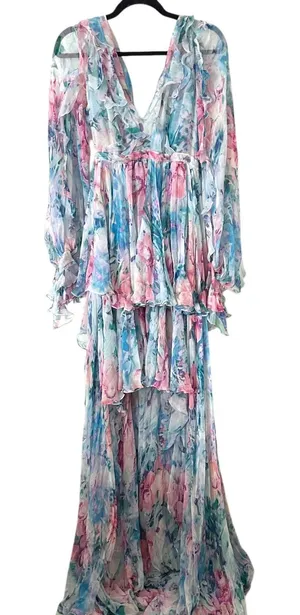 BIBIANA‎ CABELLO Mazarine Chiffon Layered Maxi Gown thumbnail 1