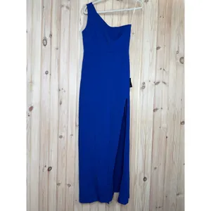 NWT Lulus Good Times Only Royal Blue One-Shoulder Maxi Dress Gala Wedding Sz M thumbnail 2