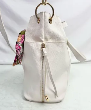 Steve Madden White Faux Leather Large Satchel Shoulder Bag Purse thumbnail 8