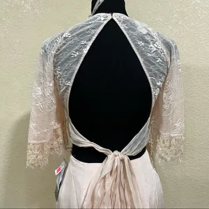 Sherri Hill 50877 blush pink mermaid lace bell sleeve mikado skirt gown NEW 2 thumbnail 9