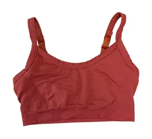 Old Navy Active Sports Bra Red Large Seamless Ribbed‎ Yoga Athleisure thumbnail 1