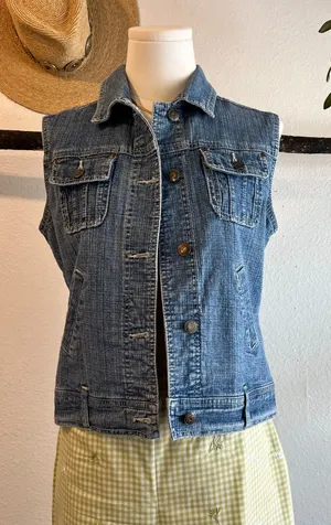 Vintage 90s Relativity Cotton Denim Utility Cargo Vest Size Medium thumbnail 1