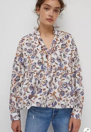 Anthropologie Porridge Keegan Ruffled Floral Babydoll Blouse Small Long Sleeve thumbnail 1