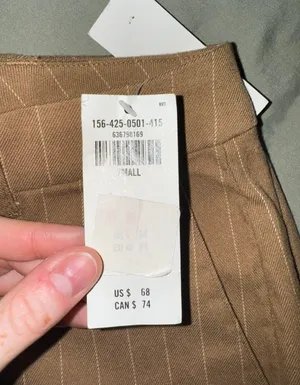 Abercrombie Pants Women's Medium Brown Striped Slack Cropped Relaxed thumbnail 6