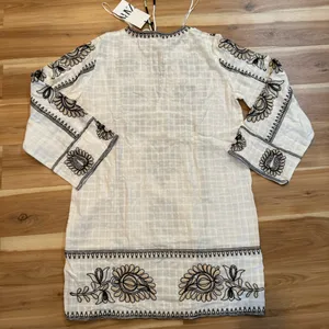 Zara Embroidered Short Dress White thumbnail 7