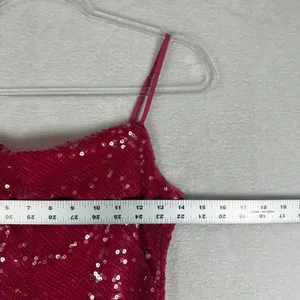 LIKELY Hot Pink Sequin Mini Dress Womens Size 0 Fuchsia Spaghetti Strap Sparkly‎ thumbnail 3