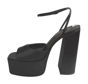 MNG Mango Women's Black Platform Ankle Strap High Heels Maxi Sandals Size 7.5 thumbnail 1