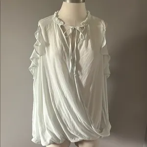 Anthropologie Maeve Liesel Cold Shoulder Top Large Light Mint Green thumbnail 2