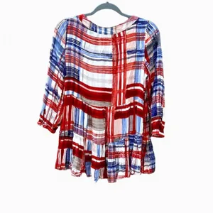 Anthropologie Maeve Lila Red White and Blue‎ Blouse Size S Small thumbnail 3