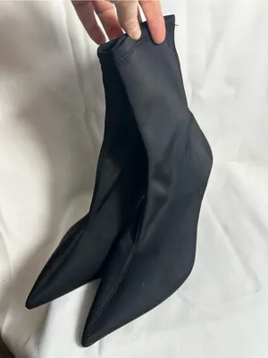 Sh32. Zara Black Stretch Sock Bootie - Fashion Heel thumbnail 3