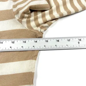 Madewell Striped‎ Turtleneck Top Tan Cream Ribbed Long Sleeve Meduim Casual EUC thumbnail 7