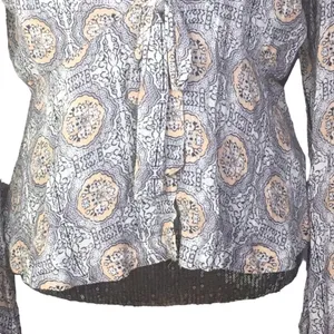 Free People Time of Your Life Blouse Ivory Combo Bell sleeves thumbnail 7