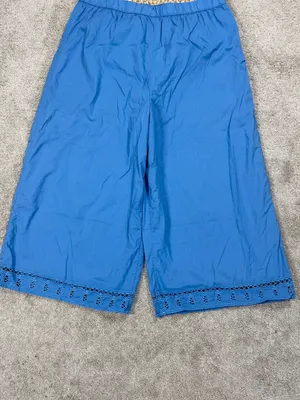 American Eagle Women’s Super Wide Leg Crop Pants Pull On in Blue XL thumbnail 3
