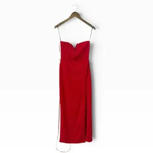 Lulus Sizzling Spark Red Strapless Bodycon Midi Dress size M NWT thumbnail 4