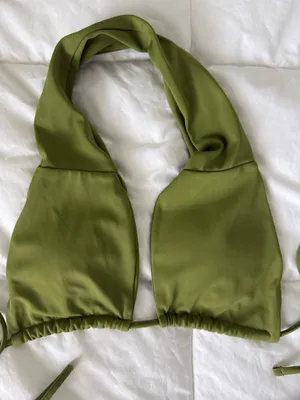 Olive Green Halter Top Bikini Set Small thumbnail 2