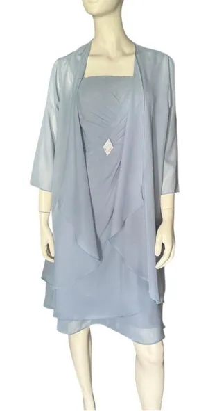 HY Chiffon Two-Piece Midi Dress Blue Size 8 NWOT thumbnail 1