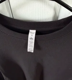 ALO Yoga Black Waffle Knit Crew Tee thumbnail 4
