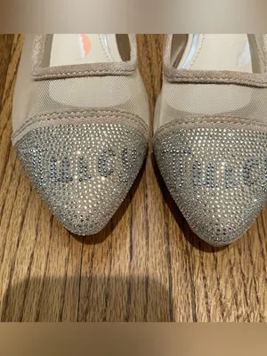 Juicy Couture Penny Rhinestone Mesh Ballet Flats Sheer Beige Womens Size 7 Y2K thumbnail 5