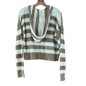 Poof Apparel Brown and Cream Striped Sweater thumbnail 4